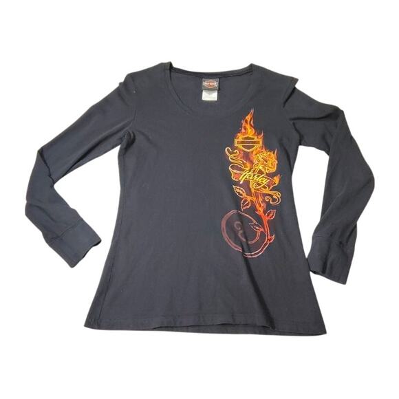 Harley Davidson T-Shirt Womens Size Small Long Sleeve El Paso Texas Vintage - Picture 1 of 9